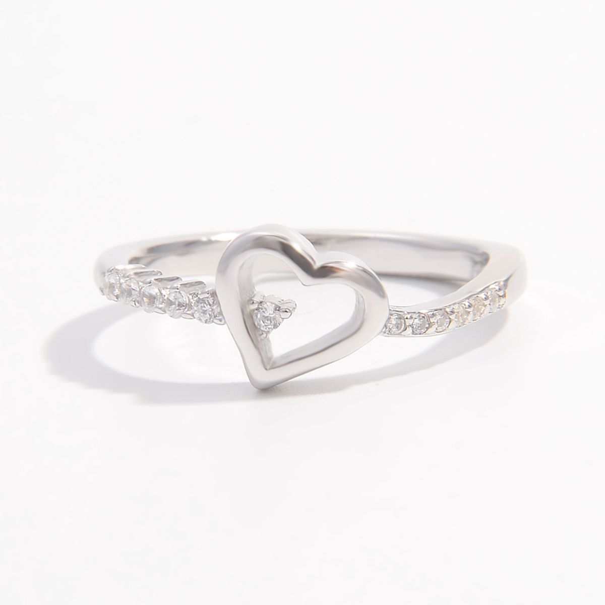 925 Sterling Silver Zircon Heart Ring -  LOOCK MAKET