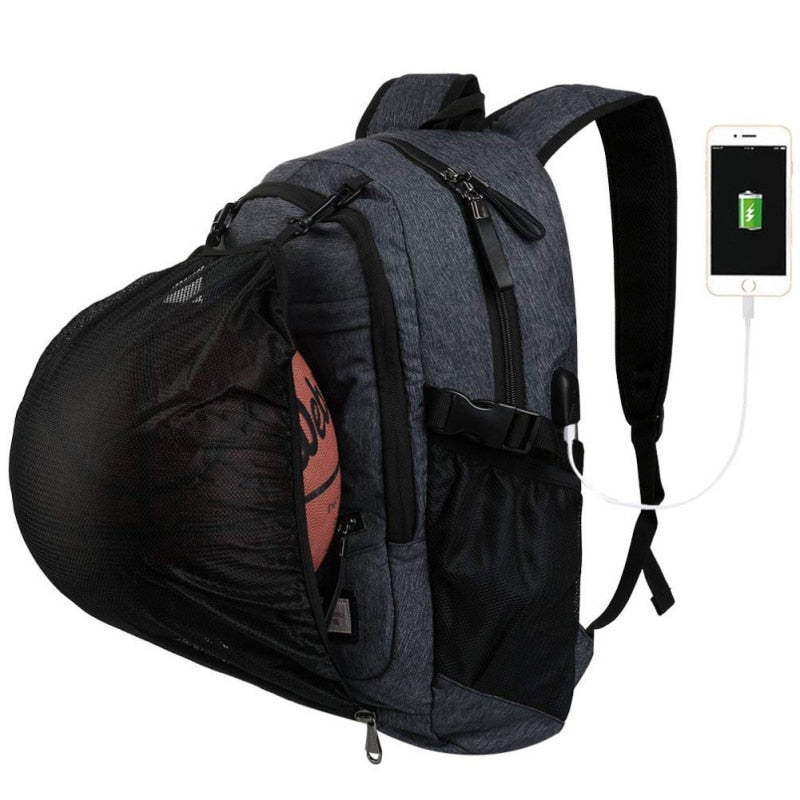 Men Sport Basketball Backpack Laptop School Bag For Teenager Boys Soccer Ball Pack Bag Male With Football Basketball Net