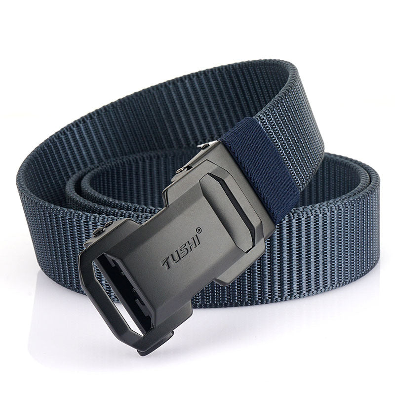 New Men's Casual Versatile Automatic Buckle Nylon Belt Outdoor Training Tooling Belt Pants