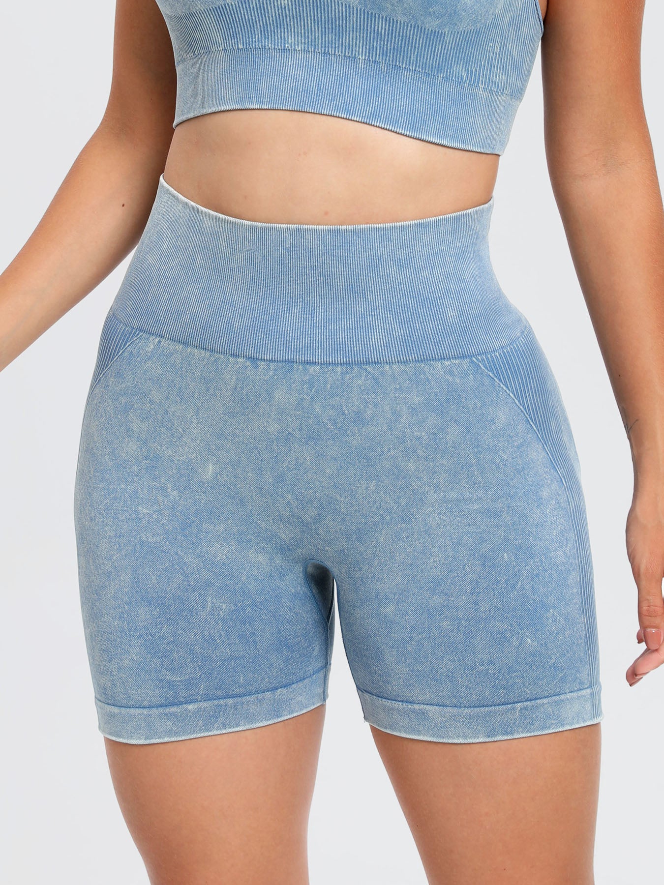 Washed High Waist Active Shorts -  LOOCK MAKET