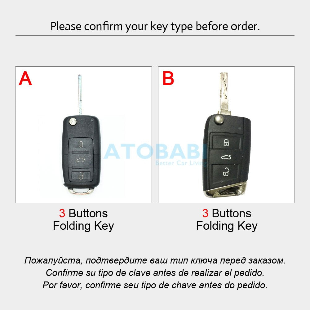 Leather Car Key Case For VW Volkswagen Polo Golf Passat Beetle Caddy T5 Up Eos Tiguan Skoda A5 SEAT Leon Altea Flip Remote Cover