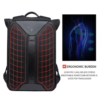 New BANGE Backpack Men's Casual Business Backpack Travel Large Capacity Backpack Student Schoolbag Backpack