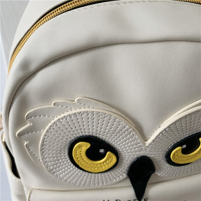 Cute Owl And Letter Messenger Bag Women Girls Small Bag Beige PU Backpack School Bag Shoulders Bag Cosplay Gift