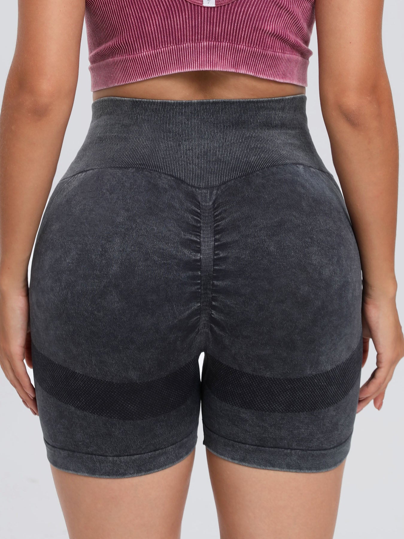 Washed High Waist Active Shorts -  LOOCK MAKET