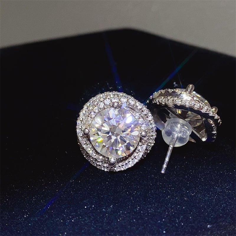 6 Carat Moissanite 925 Sterling Silver Earrings -  LOOCK MAKET