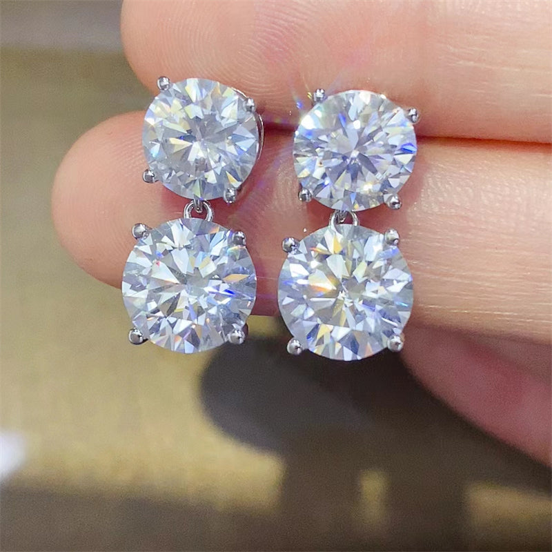 10 Carat Moissanite 925 Sterling Silver Earrings -  LOOCK MAKET