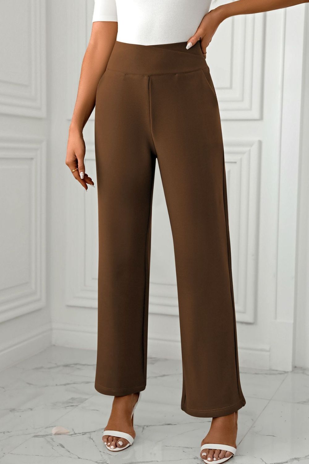 High Waist Pants with Pockets -  LOOCK MAKET