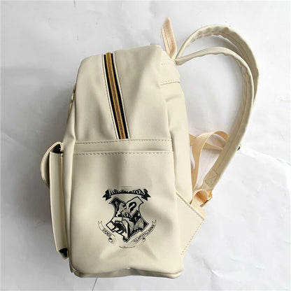 Cute Owl And Letter Messenger Bag Women Girls Small Bag Beige PU Backpack School Bag Shoulders Bag Cosplay Gift