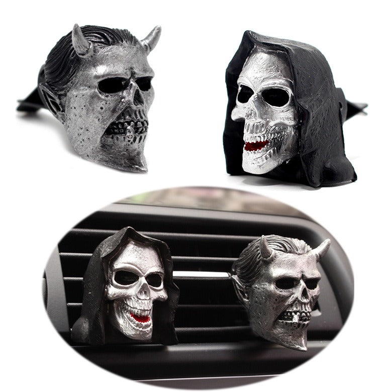 Death Skull Aromatherapy Plugin Resin Ghost Mask Car mounted Aromatherapy Clip Decoration