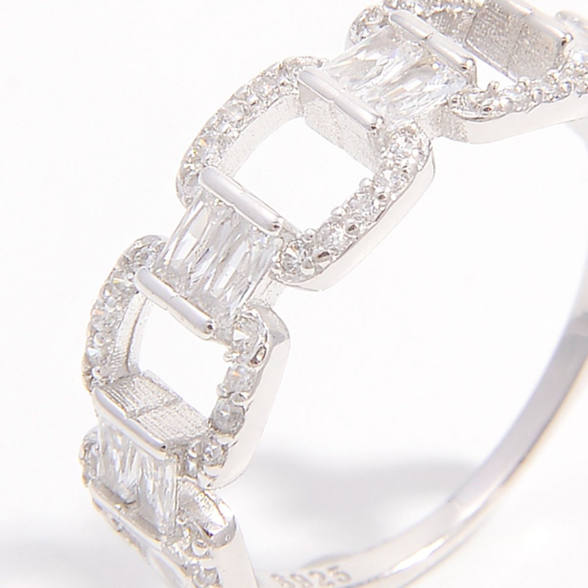 925 Sterling Silver Zircon Cutout Ring -  LOOCK MAKET