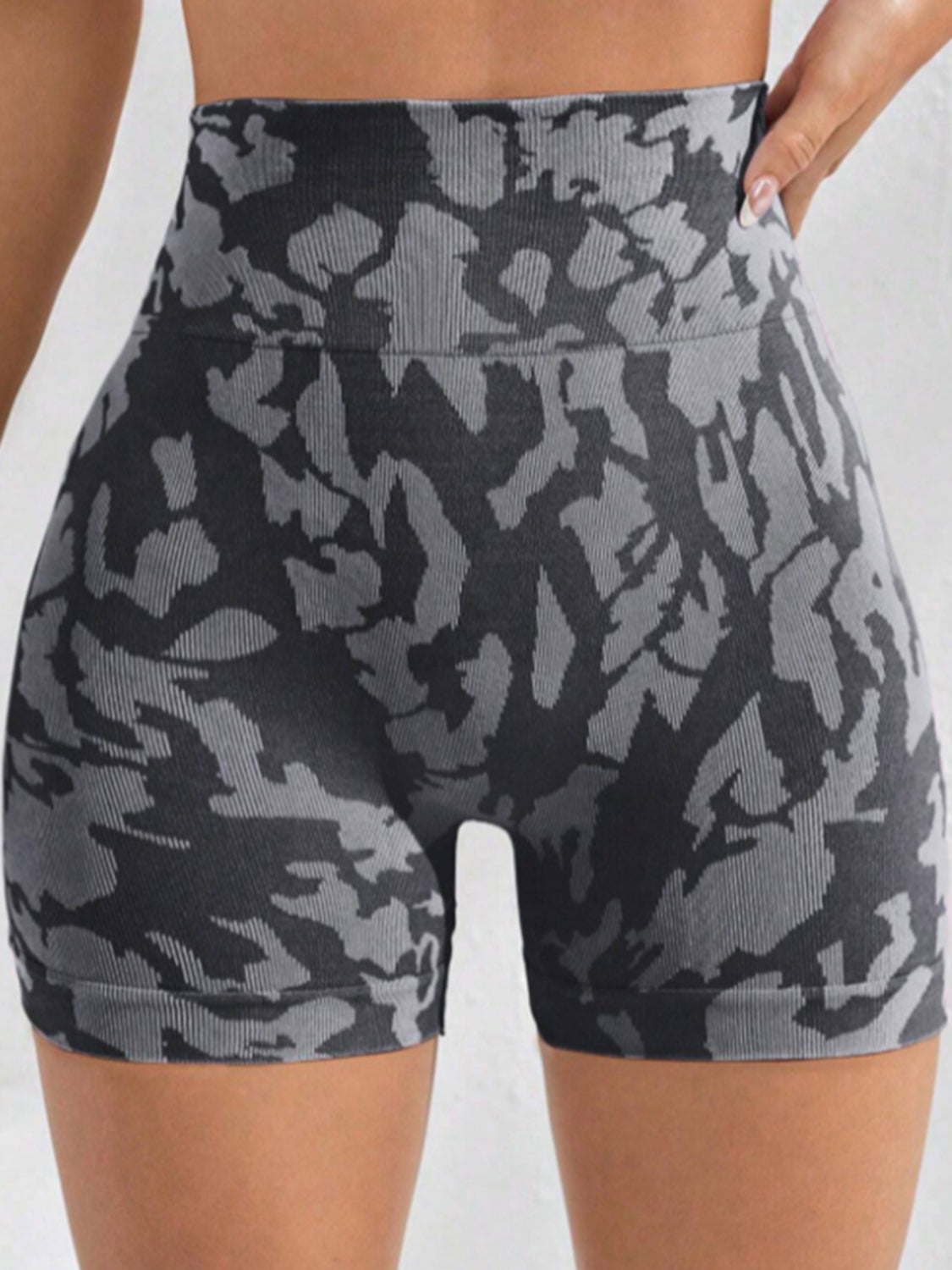 Printed High Waist Active Shorts -  LOOCK MAKET