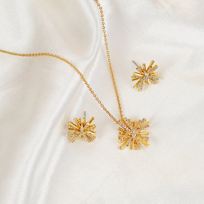 Starburst Gold-Plated Earrings and Necklace Set -  LOOCK MAKET