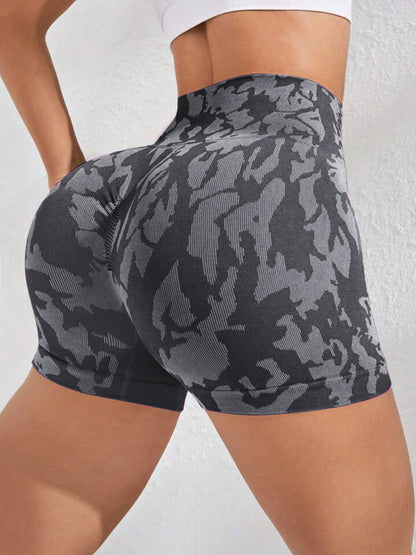 Printed High Waist Active Shorts -  LOOCK MAKET