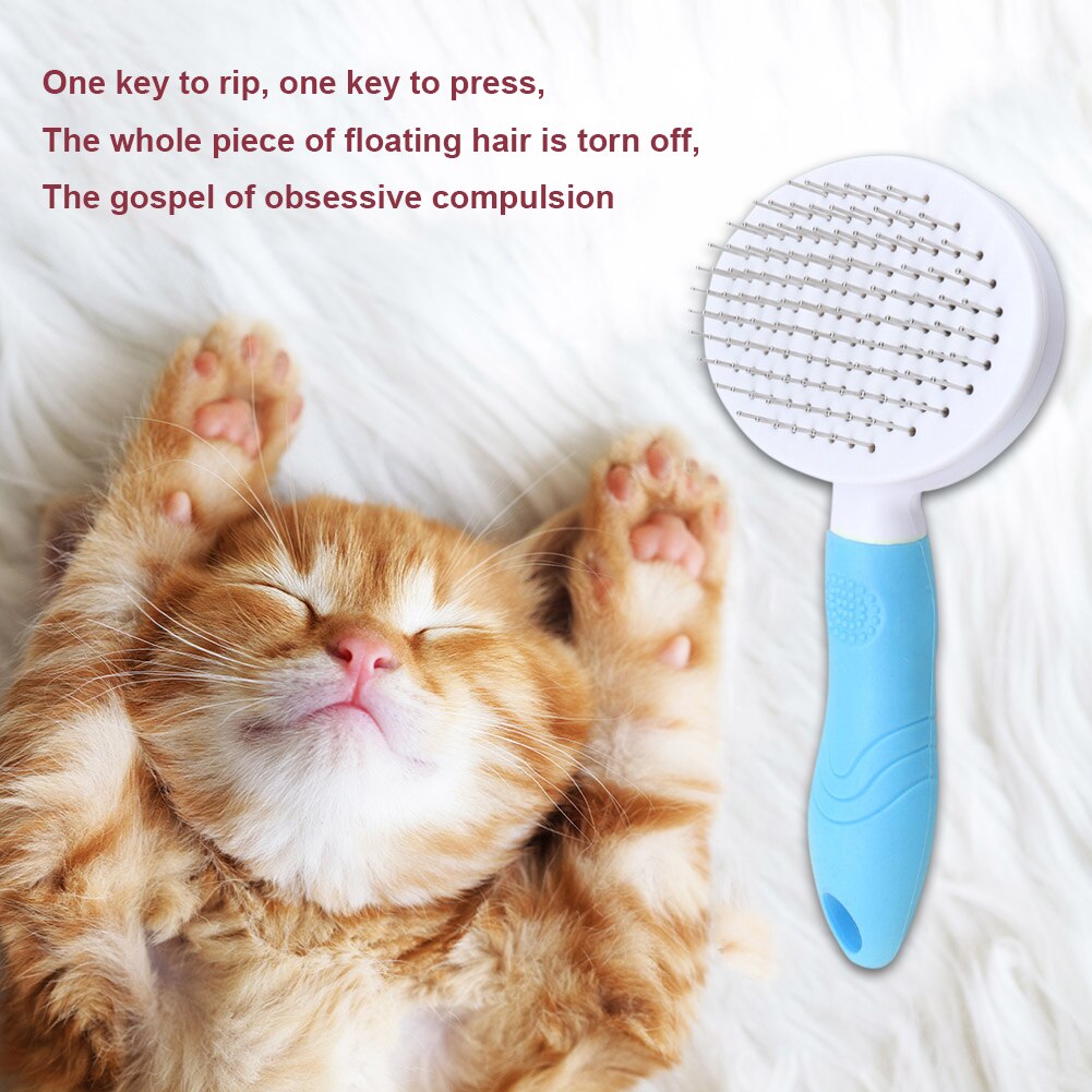 One Button Pet Hair Stainless Steel Comb Shedding Needle Cat Dog Hair Removal Brush Trimmer Automatic Cleaning Grooming Tools