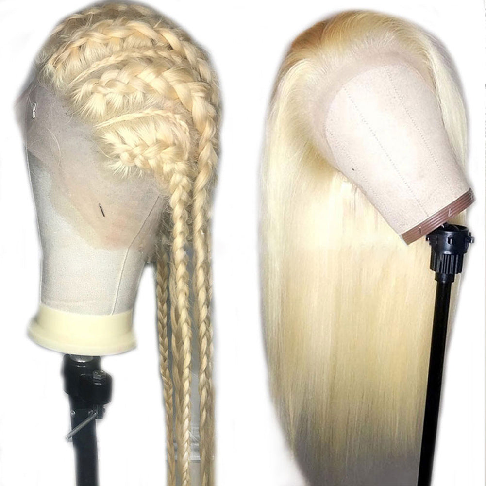 European and American Women's Wig Front Lace Wig Female 613 # Long Straight Hair Chemical Fiber Wig Head Cover Wigs