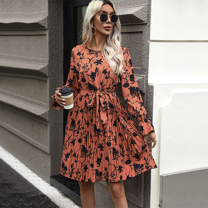 Spring and autumn fashion women's clothing European and American Halloween long sleeved printed dress for women