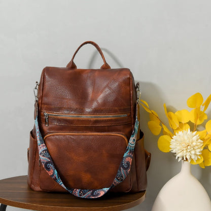 PU Leather Adjustable Strap Backpack Bag -  LOOCK MAKET