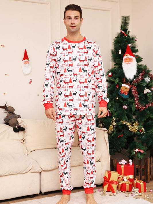 Full Size Reindeer Print Top and Pants Set -  LOOCK MAKET