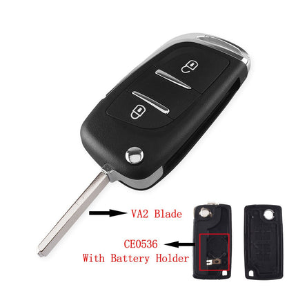 KEYYOU Modified Filp Folding Remote Car Key Shell Case For Peugeot 207 307 407 408 308 For Citroen C4 C2 HU83/VA2 Blade CE0536