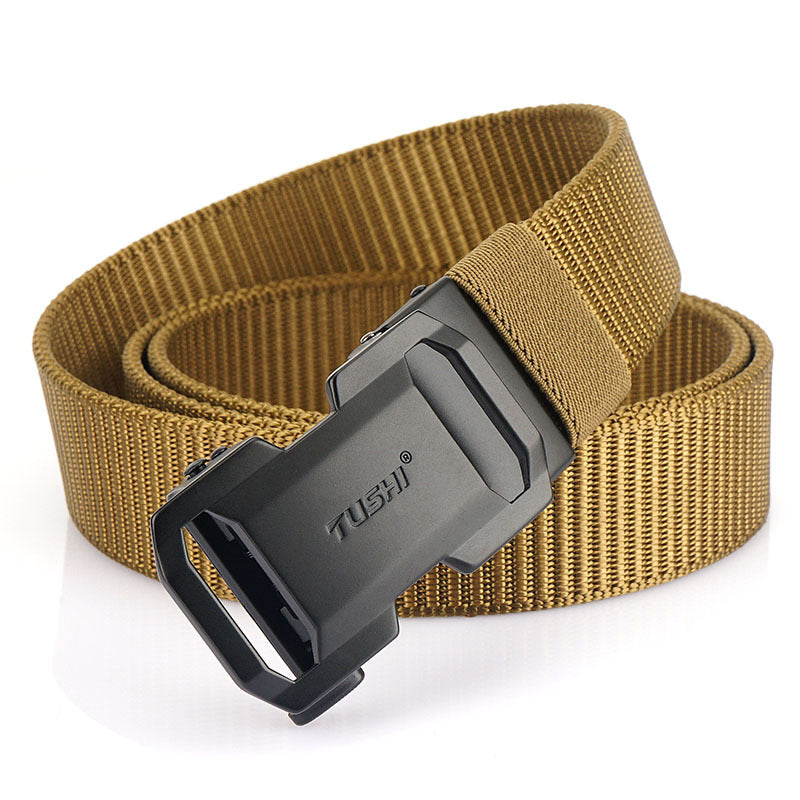 New Men's Casual Versatile Automatic Buckle Nylon Belt Outdoor Training Tooling Belt Pants