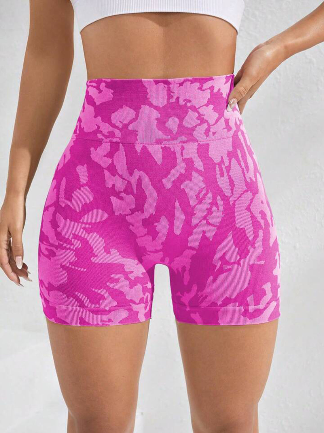 Printed High Waist Active Shorts -  LOOCK MAKET