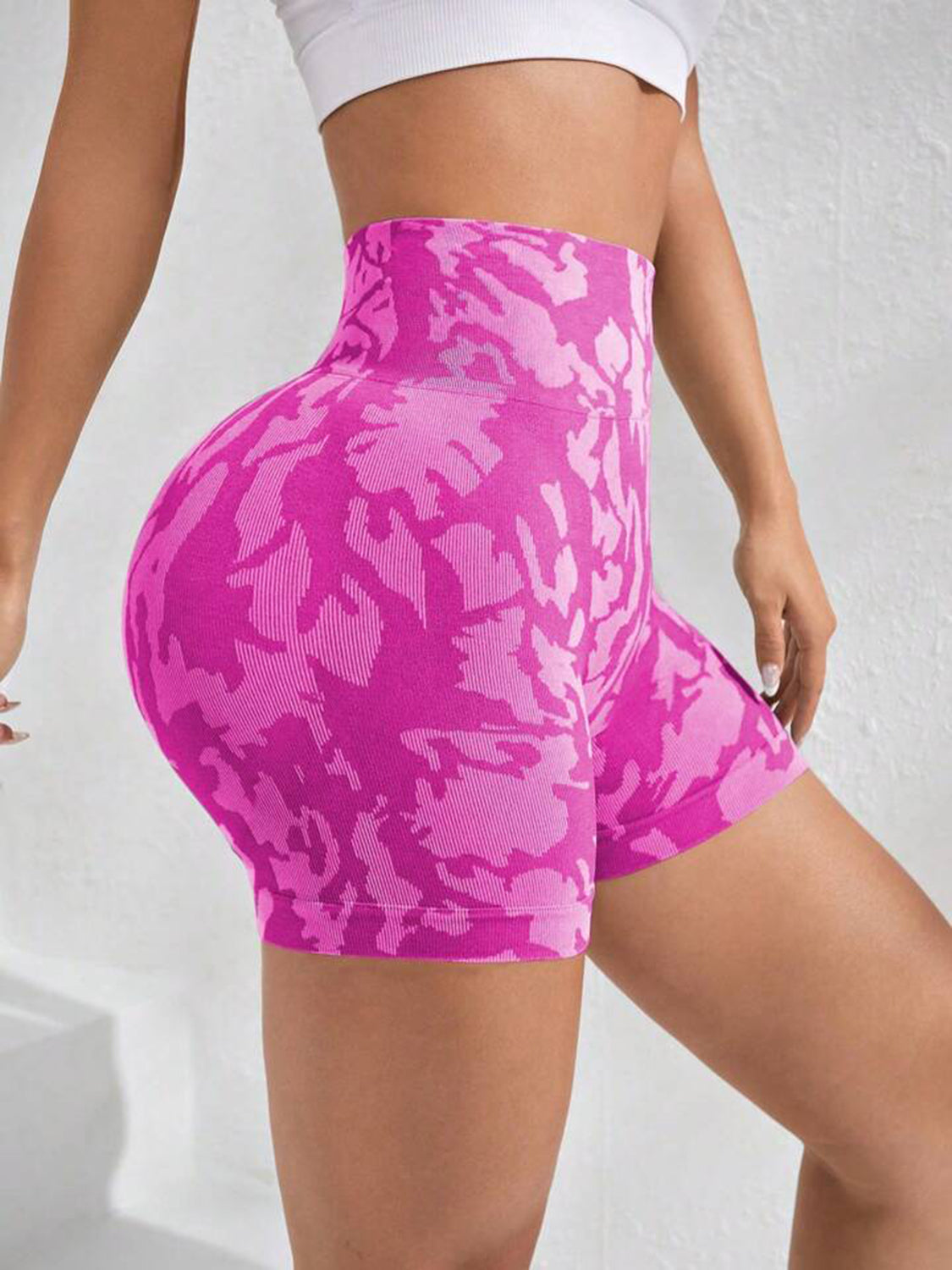 Printed High Waist Active Shorts -  LOOCK MAKET