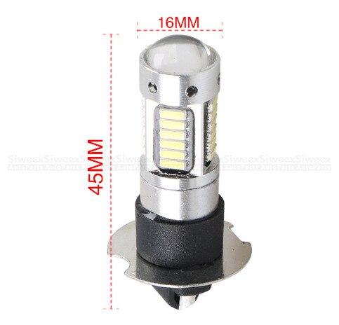 2Pcs H3 H1 W5W T10 White 4014 Chips 30 SMD High Power LED Fog Light Headlight Lamps Bulb Lens DC 12V