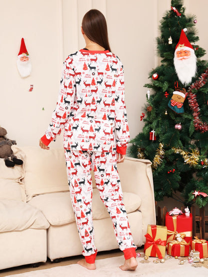 Full Size Reindeer Print Top and Pants Set -  LOOCK MAKET