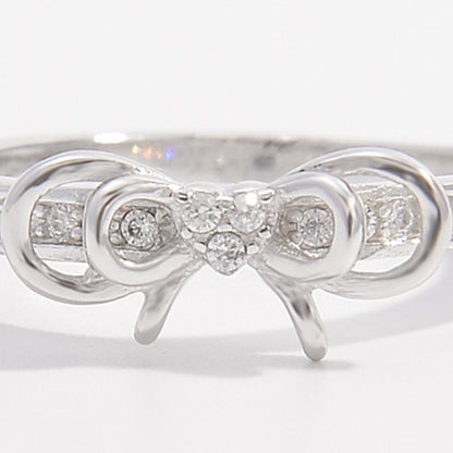 925 Sterling Silver Inlaid Zircon Bow Ring -  LOOCK MAKET