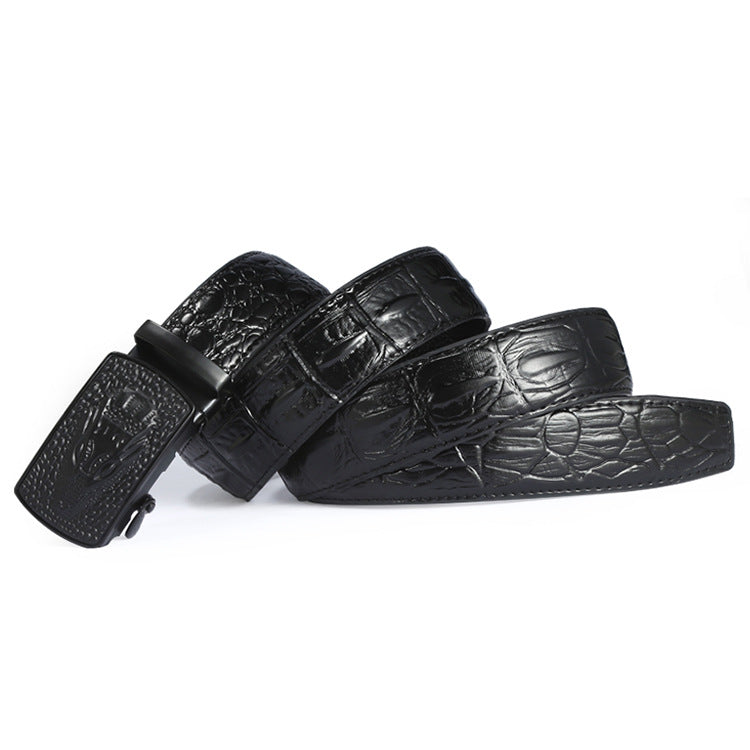 Personalized crocodile patterned men's belt with automatic buckle youth pants waistband