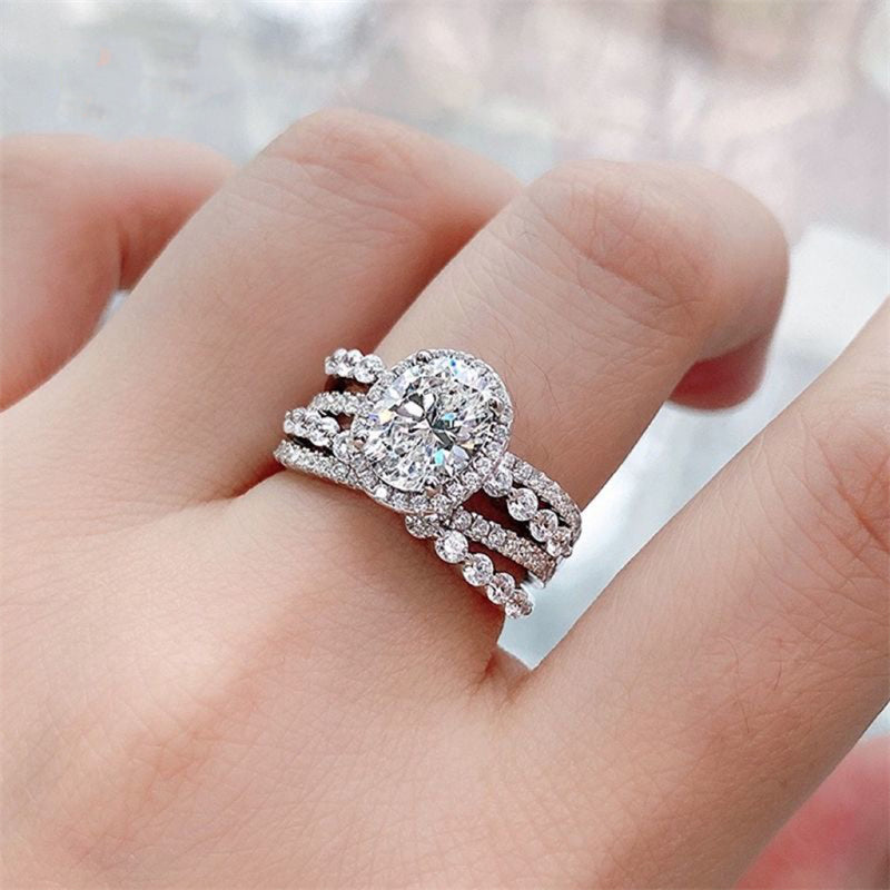 3 Carat Moissanite 925 Sterling Silver Layered Ring -  LOOCK MAKET