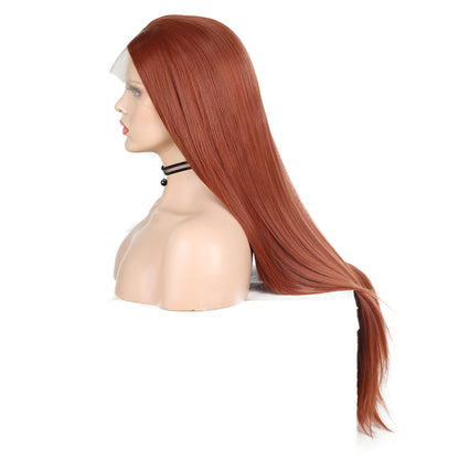 Hand Groove 13*2. 350# Chemical Fiber Front Lace Wig Headgear Long Straight Hair Natural Hairline Wig