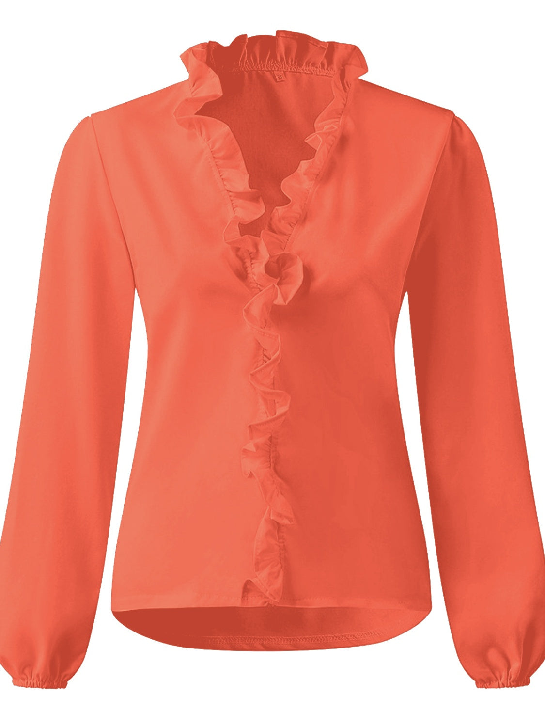 Full Size Ruffled V-Neck Long Sleeve Blouse -  LOOCK MAKET