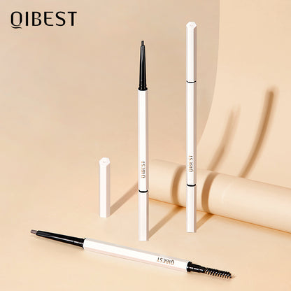 QIBEST Double End Ultra Fine Eyebrow Pencil Triangular Eyebrow Pencil Waterproof Sweat-Proof Natural Eyebrow Cream Not Easy To Take Off Makeup