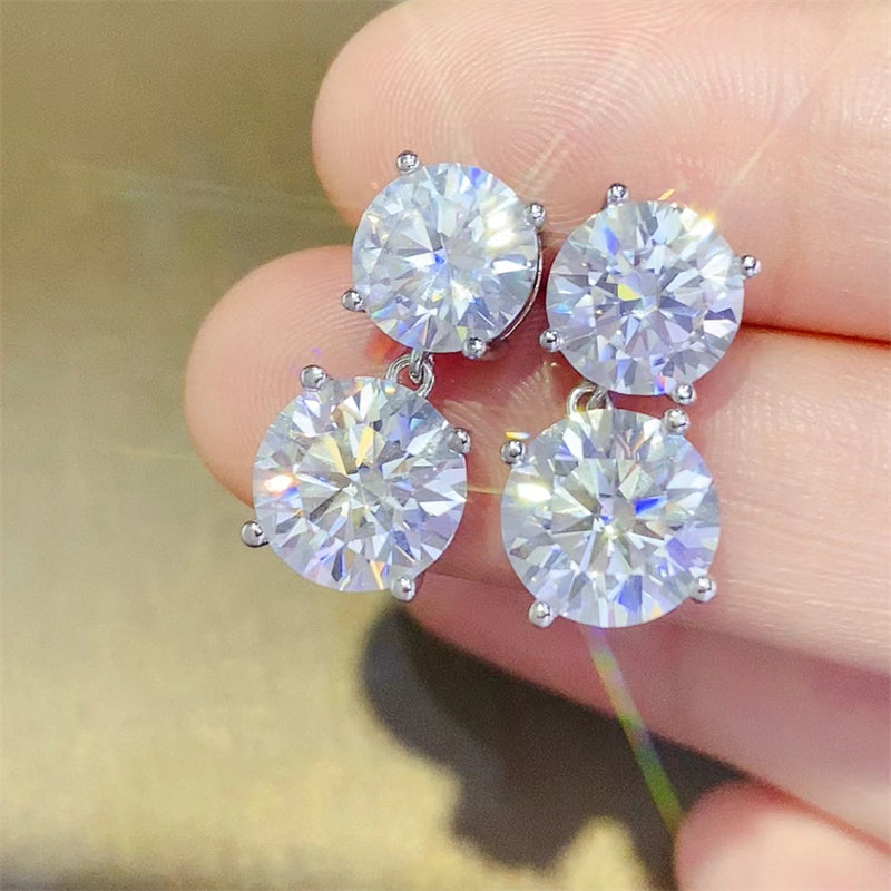 10 Carat Moissanite 925 Sterling Silver Earrings -  LOOCK MAKET