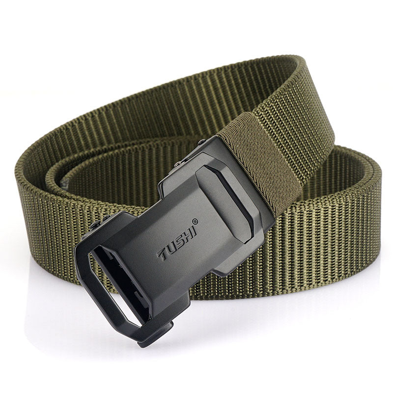 New Men's Casual Versatile Automatic Buckle Nylon Belt Outdoor Training Tooling Belt Pants