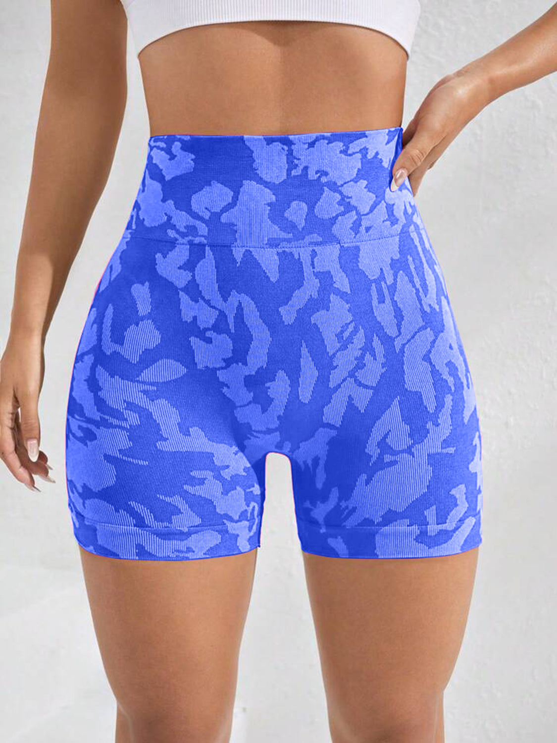 Printed High Waist Active Shorts -  LOOCK MAKET