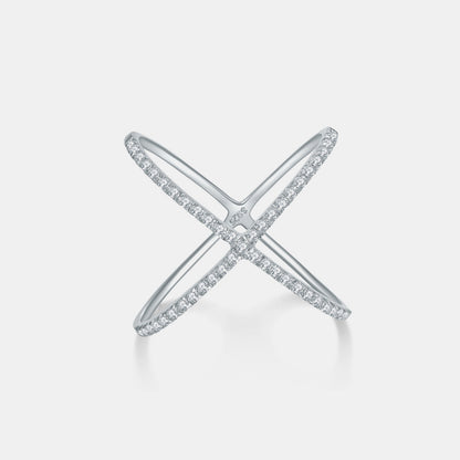 925 Sterling Silver Moissanite Crisscross Ring -  LOOCK MAKET