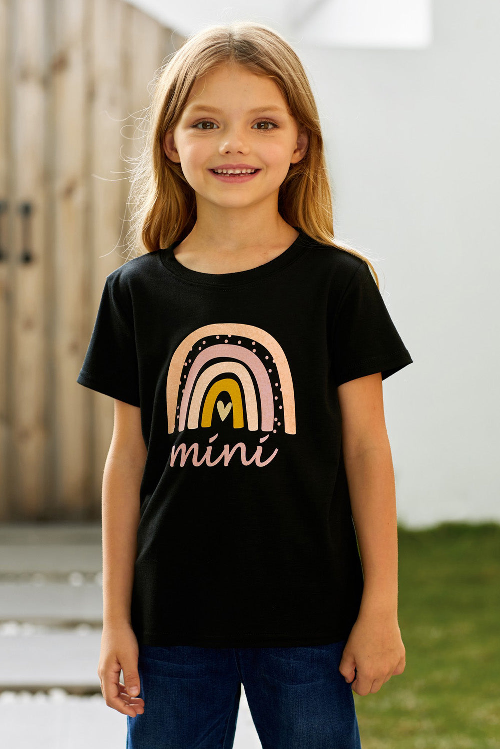 Girls Graphic Round Neck Tee Shirt -  LOOCK MAKET