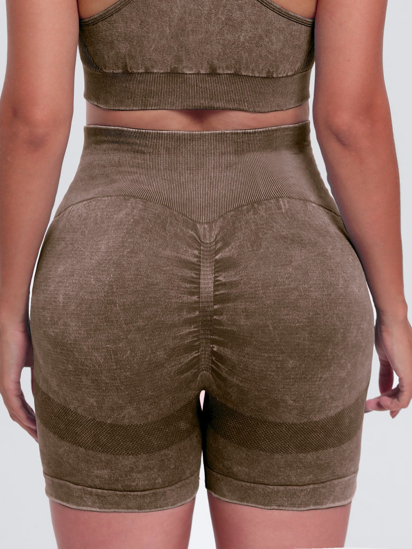 Washed High Waist Active Shorts -  LOOCK MAKET