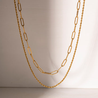 18K Gold-Plated Double Layered Necklace -  LOOCK MAKET