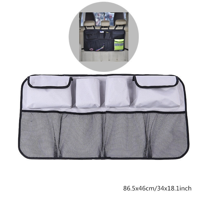 Car Rear Seat Back Storage Bag Multi Hanging Nets Pocket Trunk Bag Organizer Auto Stowing Tidying Interior Accessories Supplies