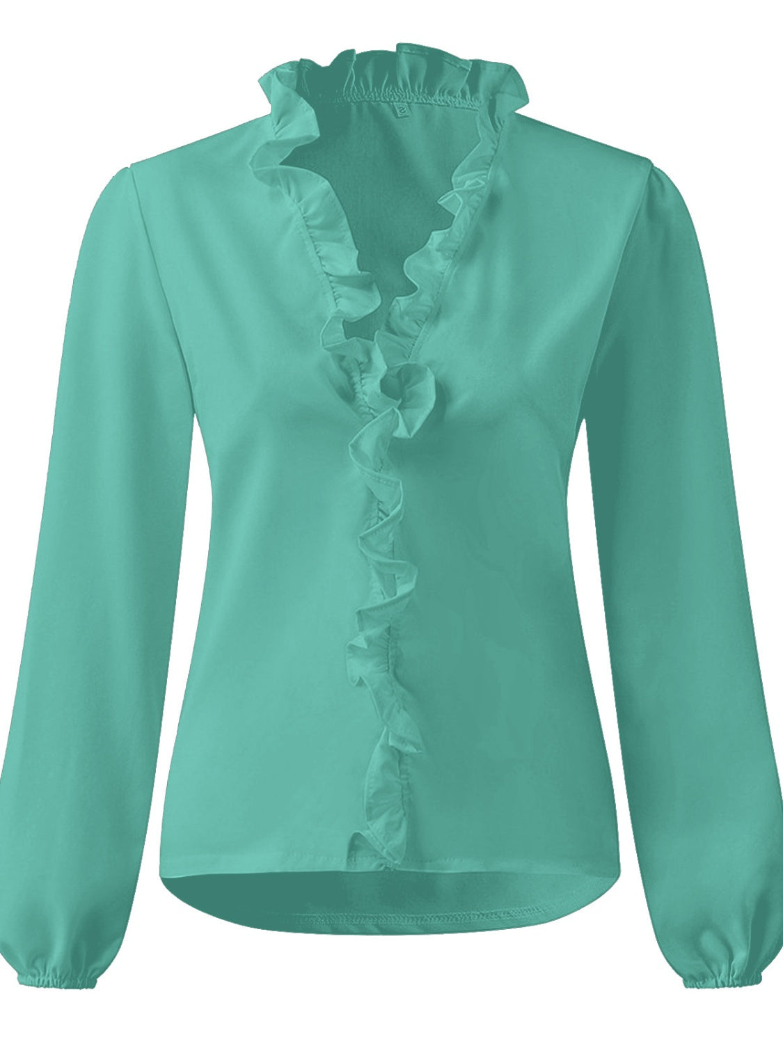 Full Size Ruffled V-Neck Long Sleeve Blouse -  LOOCK MAKET