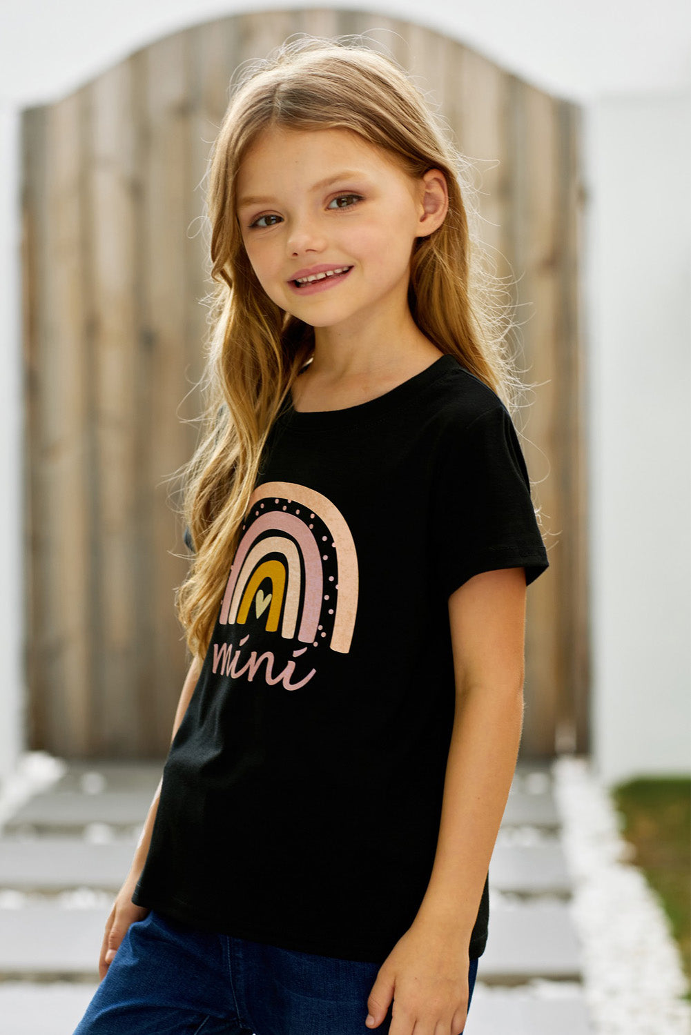 Girls Graphic Round Neck Tee Shirt -  LOOCK MAKET