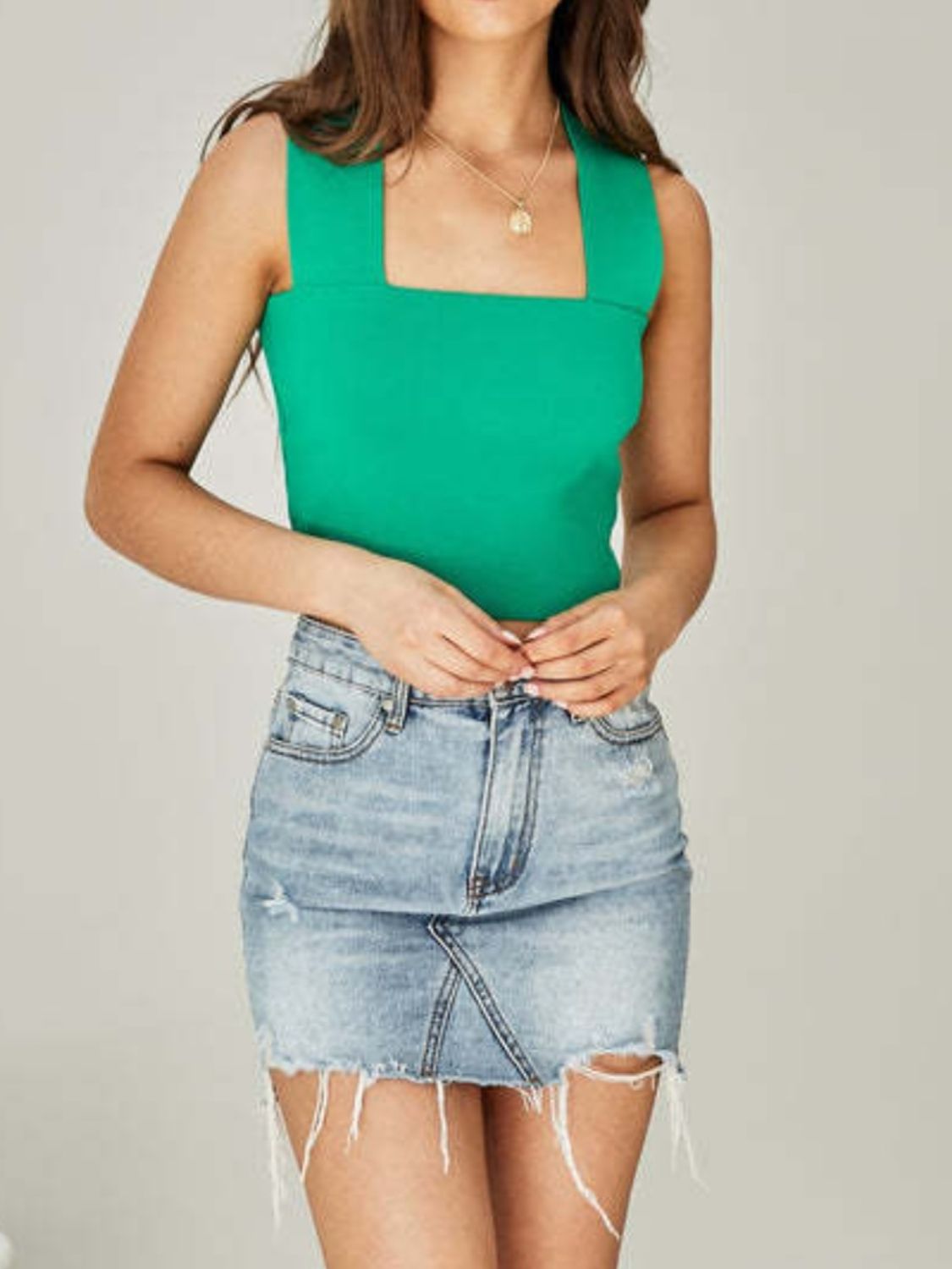 Square Neck Wide Strap Tank -  LOOCK MAKET