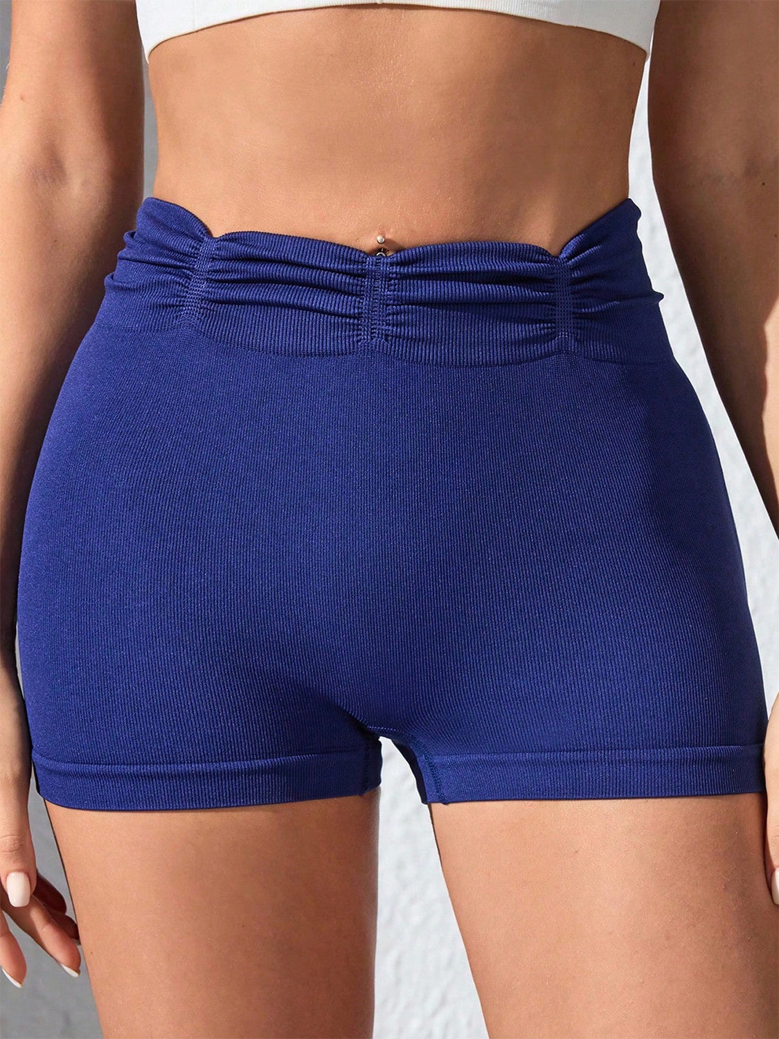 Ruched High Waist Active Shorts -  LOOCK MAKET