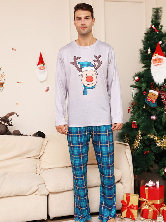 Full Size Rudolph Graphic Long Sleeve Top and Plaid Pants Set -  LOOCK MAKET