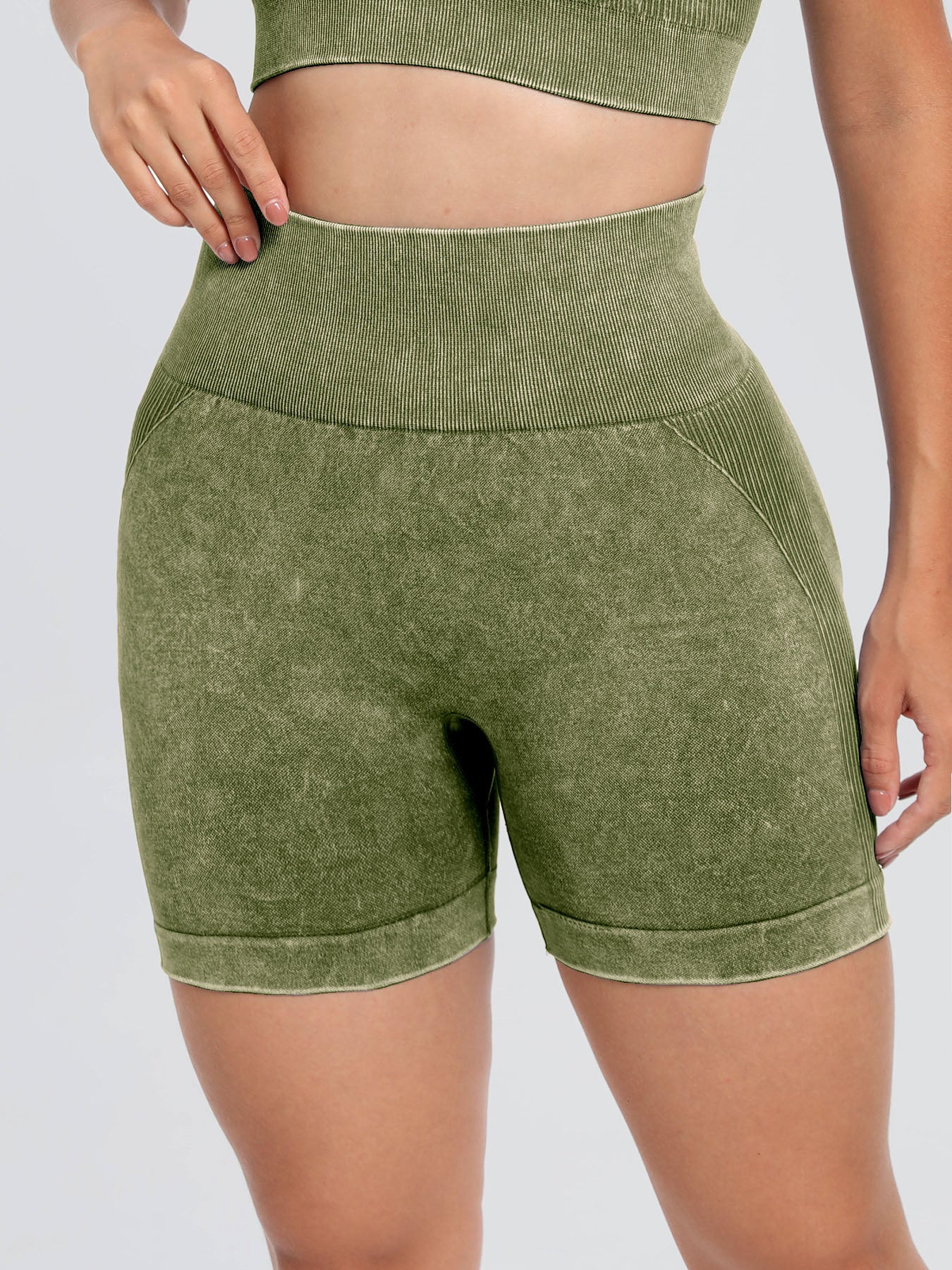 Washed High Waist Active Shorts -  LOOCK MAKET