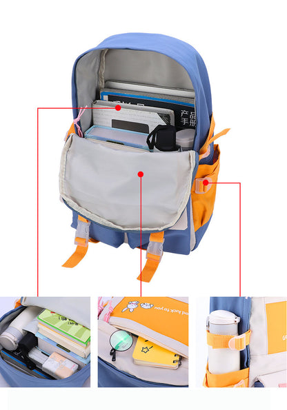 New ins wind canvas high school student schoolbag female small fresh contrast color junior high school student backpack