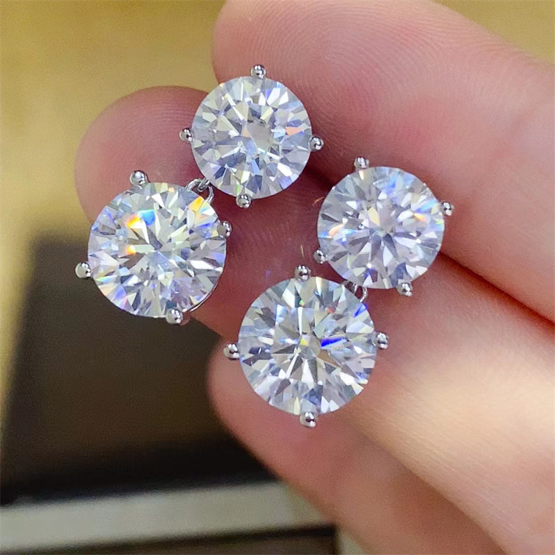 10 Carat Moissanite 925 Sterling Silver Earrings -  LOOCK MAKET